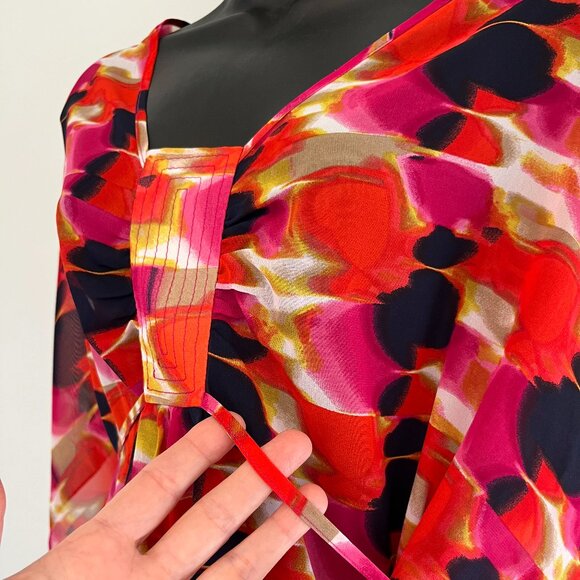 Laundry By Design Colourful Boho Tunic Coverup with Self Tie, Size Small - Picture 5 of 9